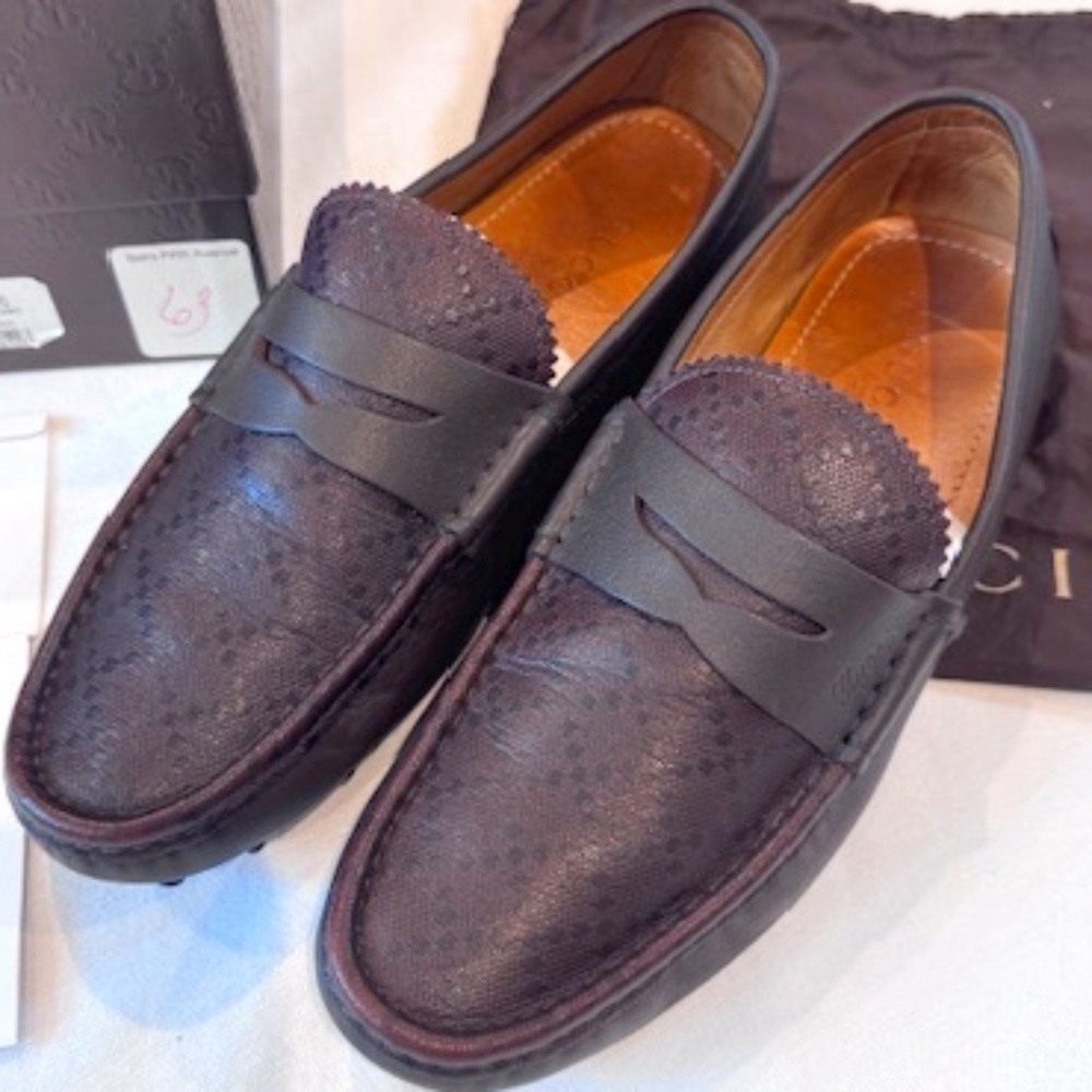 Gucci Diamante Brown Driving Loafer Men's 7-7.5​